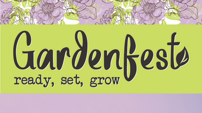 Gardenfest ready, set, grow with purple and green flowers on top